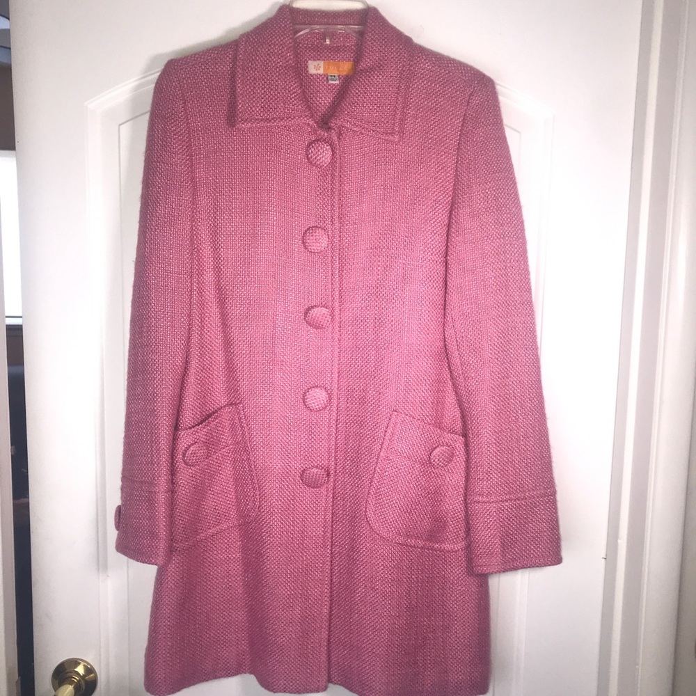 Anthropologie Tulle Pink Knit Pea Coat